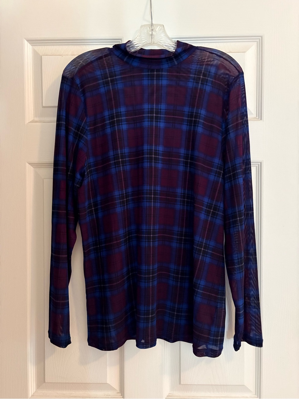 torrid Plaid Long-Sleeve Tee in Navy and Burgundy